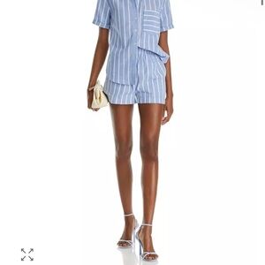 Aqua Blue and White Striped Two-Piece Set